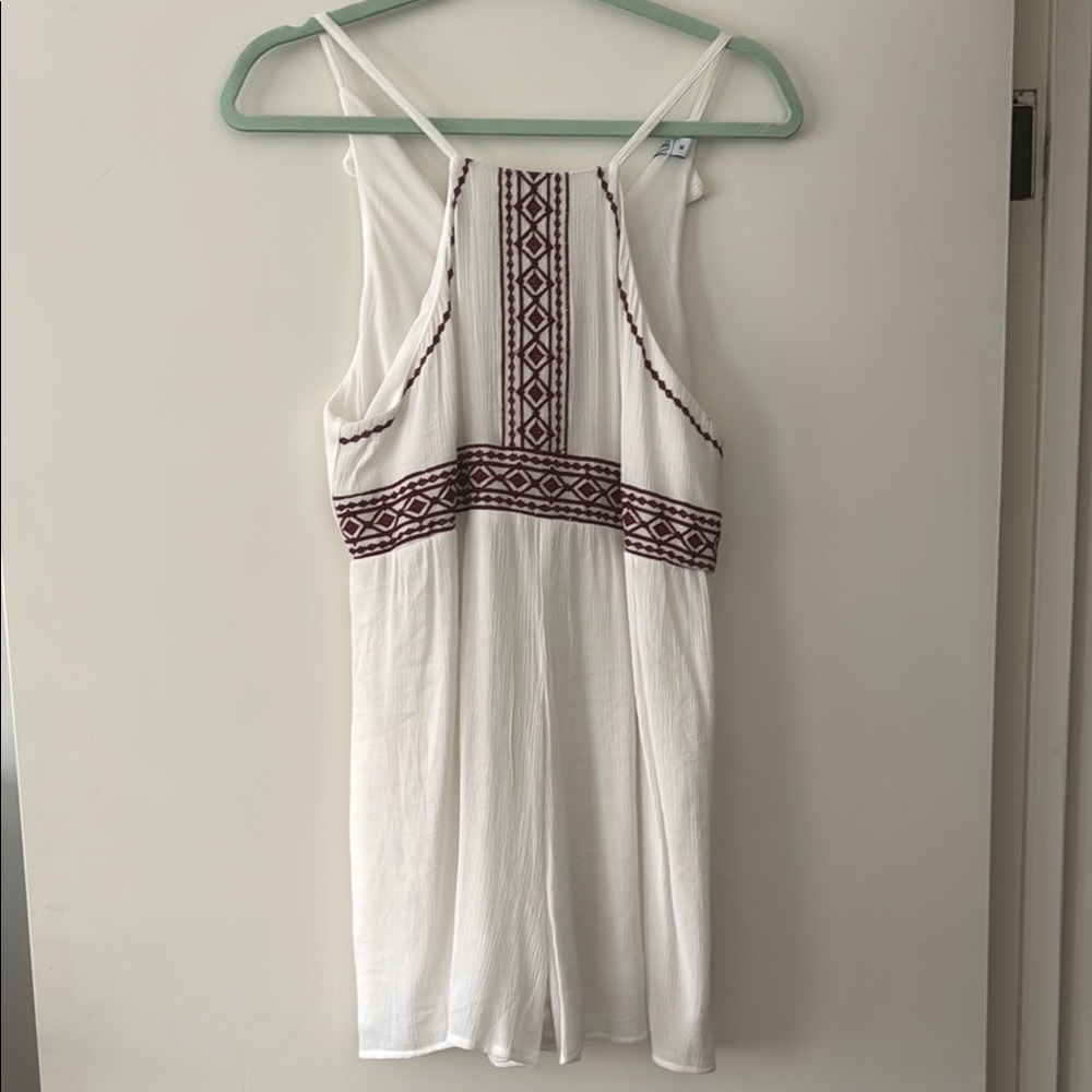 Embroidered White and Red Women's Top